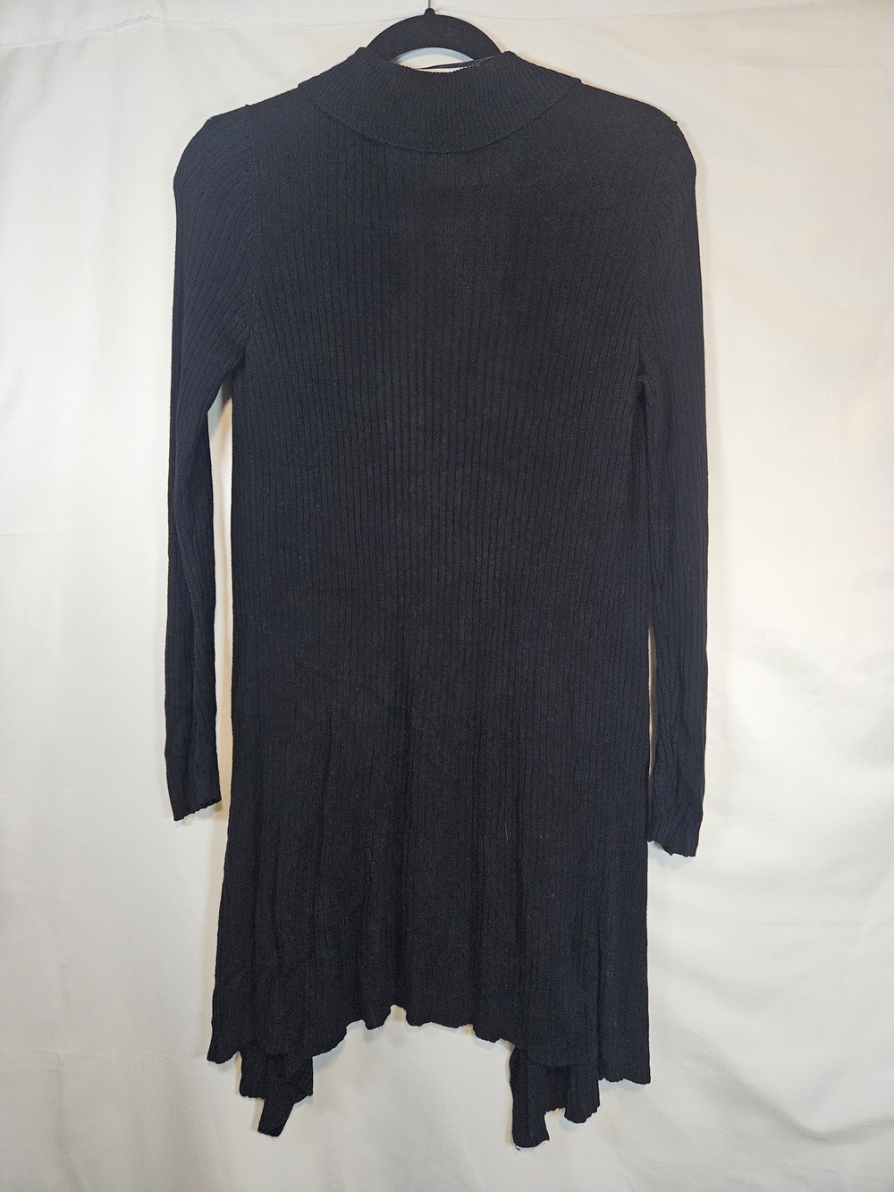 INC International Concepts Black Ruffle-Front Ribbed Open Cardigan - Picture 3 of 5